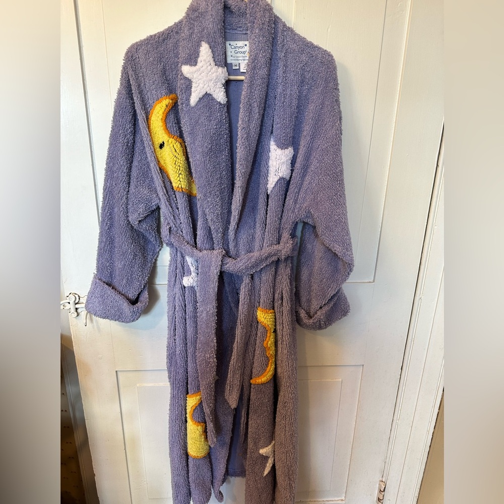 Canyon Group Vintage 1990s Chenille Moon and Stars Robe - Size Medium - EUC!!